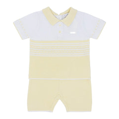 Blues Baby Two piece set Blues Baby Lemon and White Fine Knit Two Piece Set