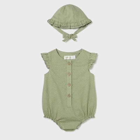 Mayoral Romper Mayoral Eucalyptus Romper with Hat