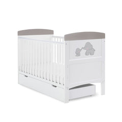 Obaby Cot & Cot Bed Cot Bed & Under Drawer OBABY Grace Inspire Cot Bed - Me & Mini Me Elephants - Grey