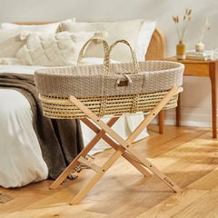 The Little Green Sheep Moses Baskets & Cribs Truffle The Little Green Sheep Knitted Moses Basket, Mattress & Stand Bundle