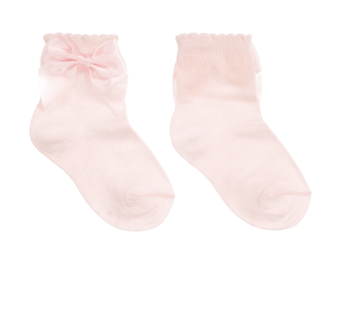 Carlomagno Bow Design Pink Ankle Socks - Socks