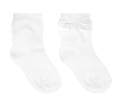 Carlomagno Socks Carlomagno Bow Design White Ankle Socks