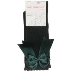 Carlomagno Socks Carlomagno Green Twin Bow Knee Socks