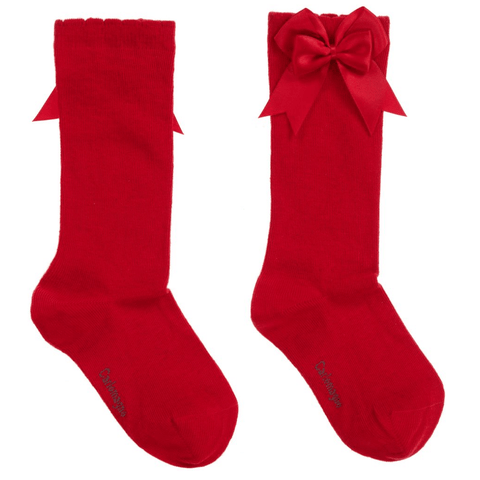 Carlomagno Socks Carlomagno Red Twin Bow Knee Socks