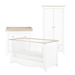 Cuddleco Nursery Furniture White and Ash Clara 3 Piece Nursery Furniture Set - Direct Delivery