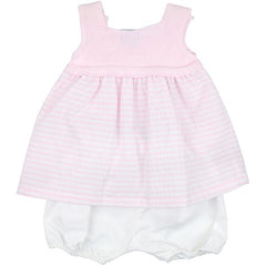 Floc Baby Striped & Pink Knit Dress with Bloomers - Dress