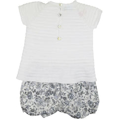 Floc Baby White Knit & Floral Two Piece Set - Two piece set