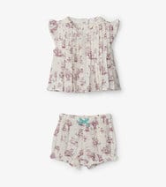 Hatley Two piece set Hatley 'Tender Toile' Baby Pin Tuck Top And Bloomer Set