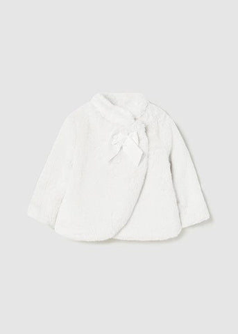 Mayoral Jacket Mayoral Faux Fur Jacket With Bow