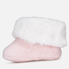 Mayoral Pink Fur Trim Booties - Socks