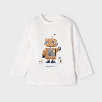 Mayoral T-shirt Mayoral Cute Robot Cream T-Shirt