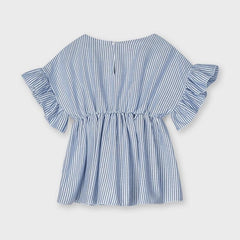 Mayoral Blue & White Striped Blouse - Top
