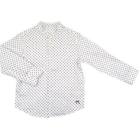 Nanan White Shirt with Navy Dots Design - Shirt