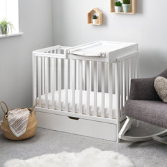 Obaby Cot & Cot Bed Cot, Under Drawer, Cot Top Changer & Fibre Mattress Obaby - White Bantam Space Saver Cot - Direct Delivery