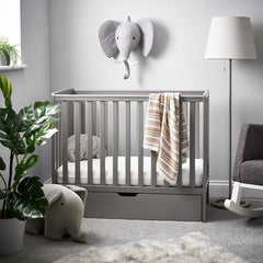 Obaby Cot & Cot Bed Cot, Under Drawer & Fibre Mattress Obaby - Taupe Grey Bantam Space Saver Cot - Direct Delivery
