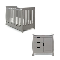 Obaby Nursery Furniture Taupe Grey Obaby Stamford Mini Sleigh 2 Piece Room Set - Direct Delivery