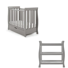 Obaby Nursery Furniture Taupe Grey Obaby Stamford Space Saver Sleigh 2 Piece Room Set - Direct Delivery