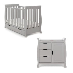 Obaby Nursery Furniture Warm Grey Obaby Stamford Mini Sleigh 2 Piece Room Set - Direct Delivery
