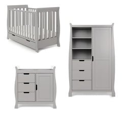 Obaby Nursery Furniture Warm Grey Obaby Stamford Mini Sleigh 3 Piece Room Set - Direct Delivery