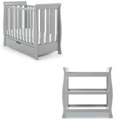 Obaby Nursery Furniture Warm Grey Obaby Stamford Space Saver Sleigh 2 Piece Room Set - Direct Delivery