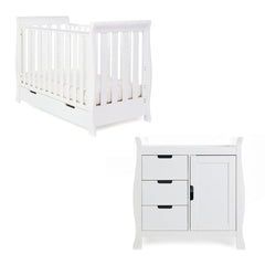 Obaby Nursery Furniture White Obaby Stamford Mini Sleigh 2 Piece Room Set - Direct Delivery