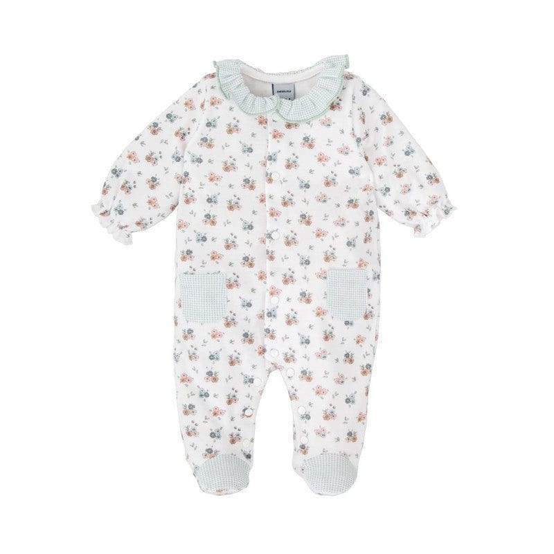 Babidu baby grow Babidu Girls Frill Collar Floral Babygrow