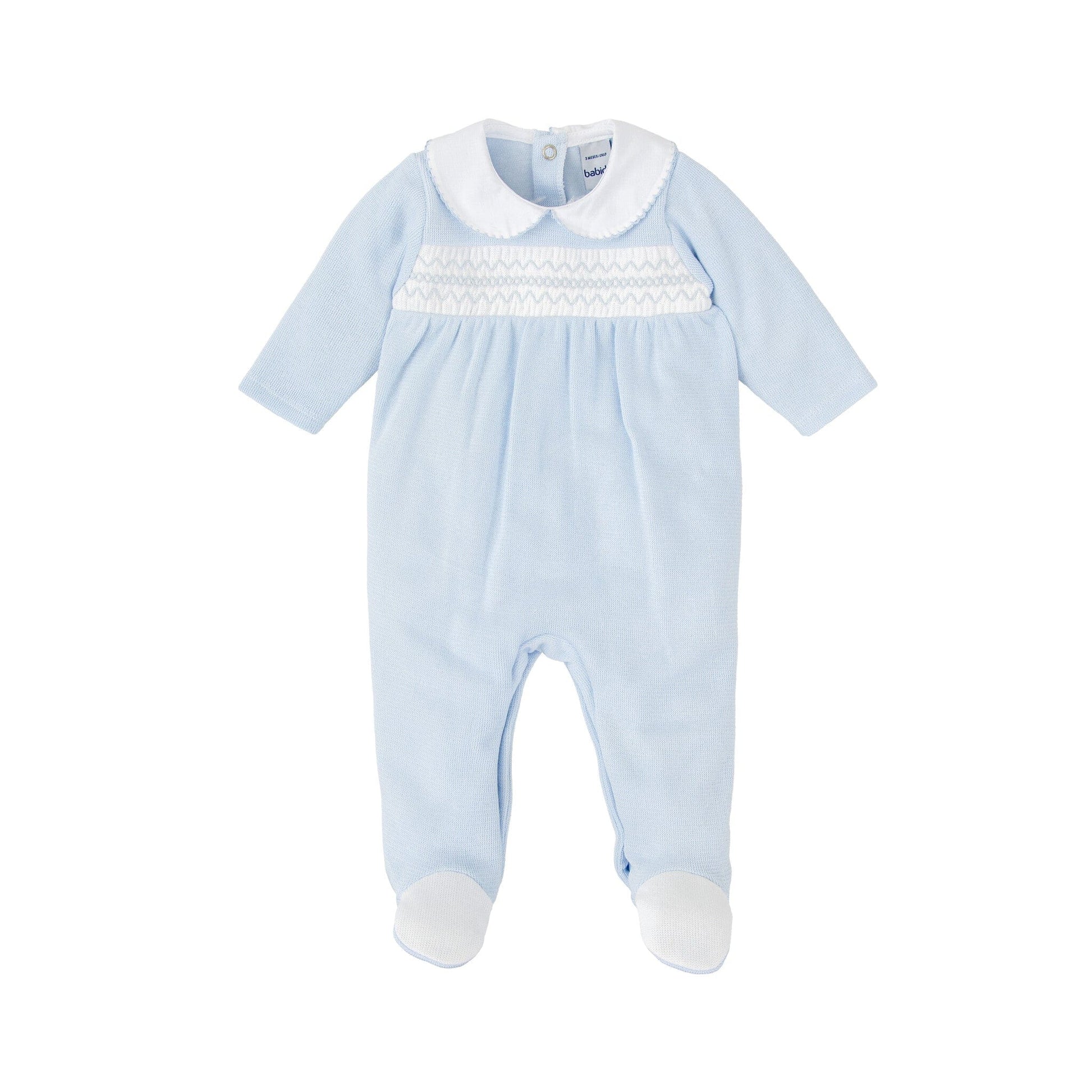 Babidu Baby & Toddler Babidu Blue and White Smocked Babygrow