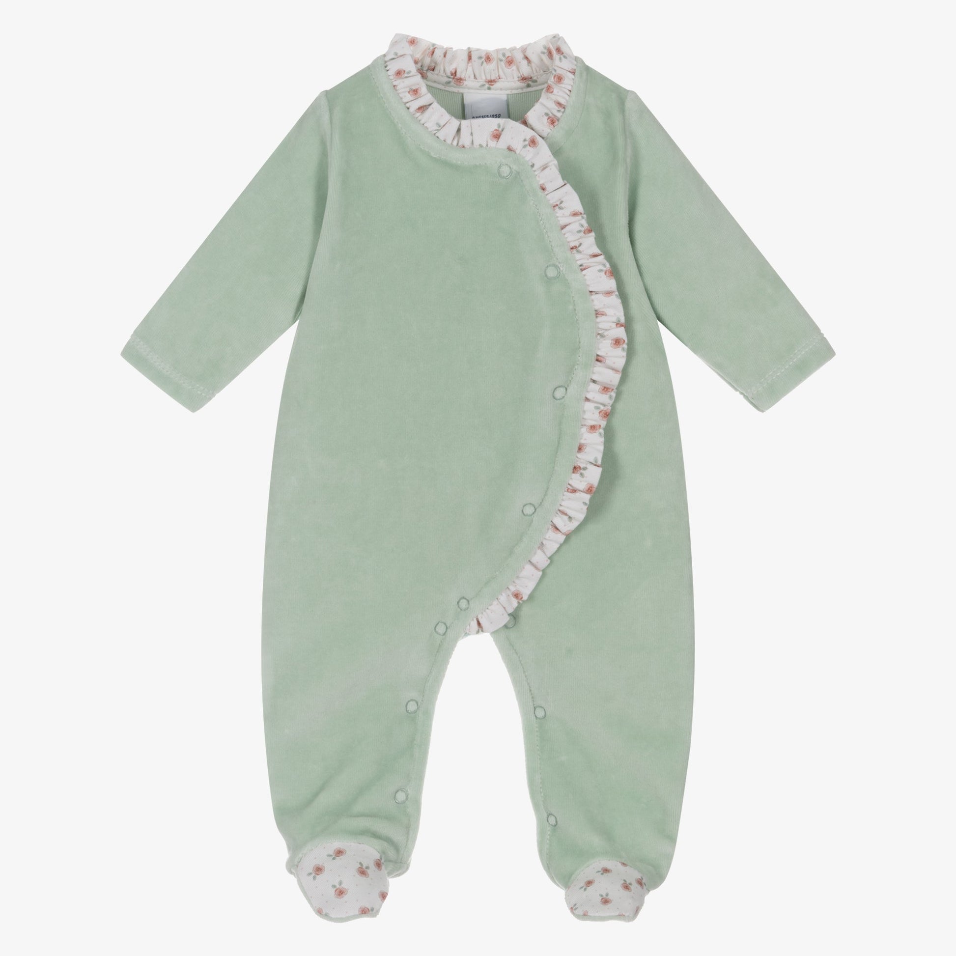 Babidu Babygrow Babidu Girls Mint Green Velour Babygrow