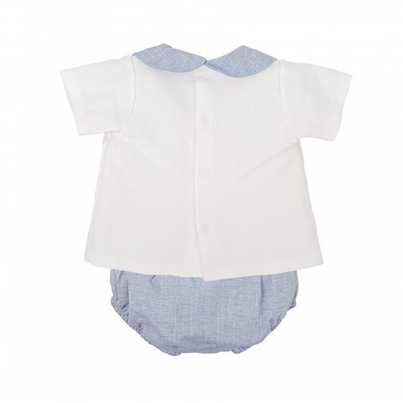 Babidu Two piece set Babidu Blue & White Smocked Two Piece