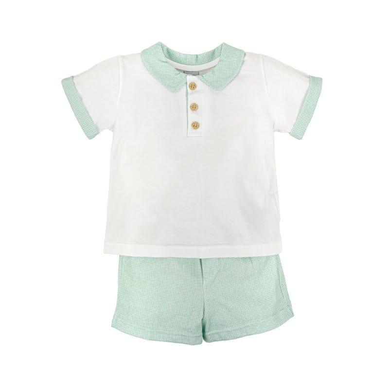 Babidu Two piece set Babidu Green Gingham & White Shorts Two Piece