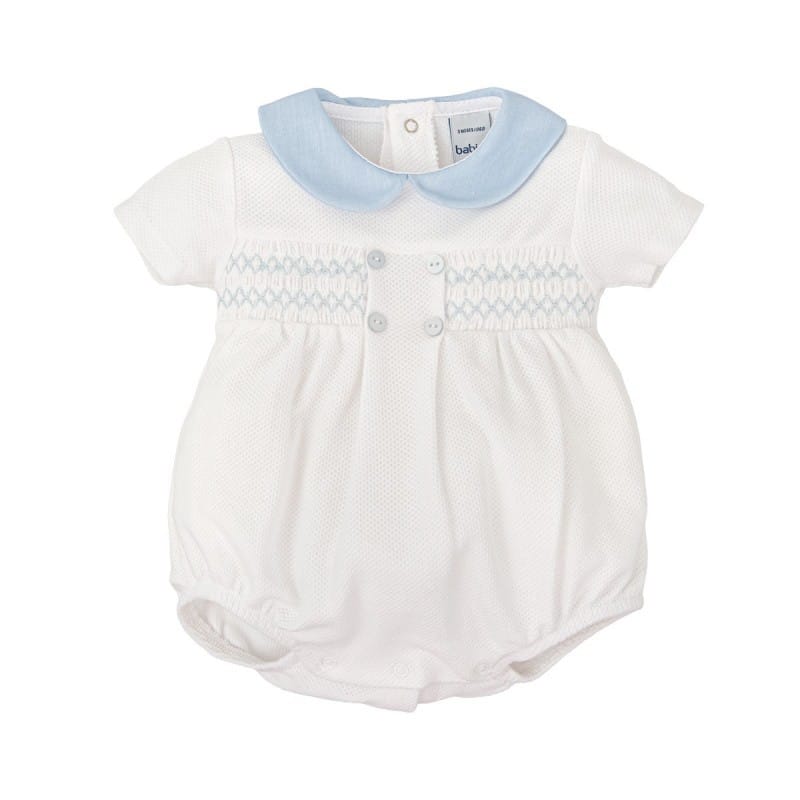Babidu Two piece set Babidu White & Blue Smocked Body