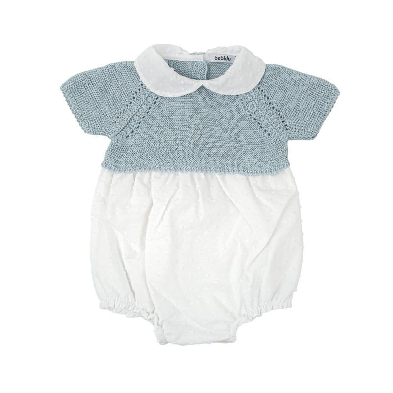 Babidu Two piece set Babidu White Cotton and Blue Knit Body
