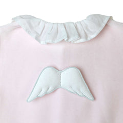 Baby Gi Babygrow Baby Gi Girls Pink Angel & White Frill Collar Wings Babygrow