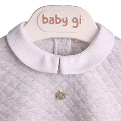 Baby Gi Babygrow Baby Gi Grey Quilted Collared Babygrow