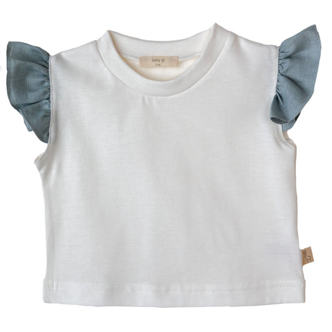Baby Gi Two Piece Baby Gi Girls Ivory & Misty Blue Shorts and Top