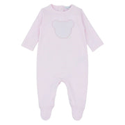 Blues Baby Babygrow Blues Baby Baby Pink Velour Babygrow with Bear