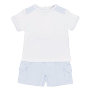 Blues Baby Two piece set Blues Baby Blue Waffle & White Two Piece Set
