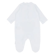 blues Babygrow White Teddy Bear Velour Babygrow