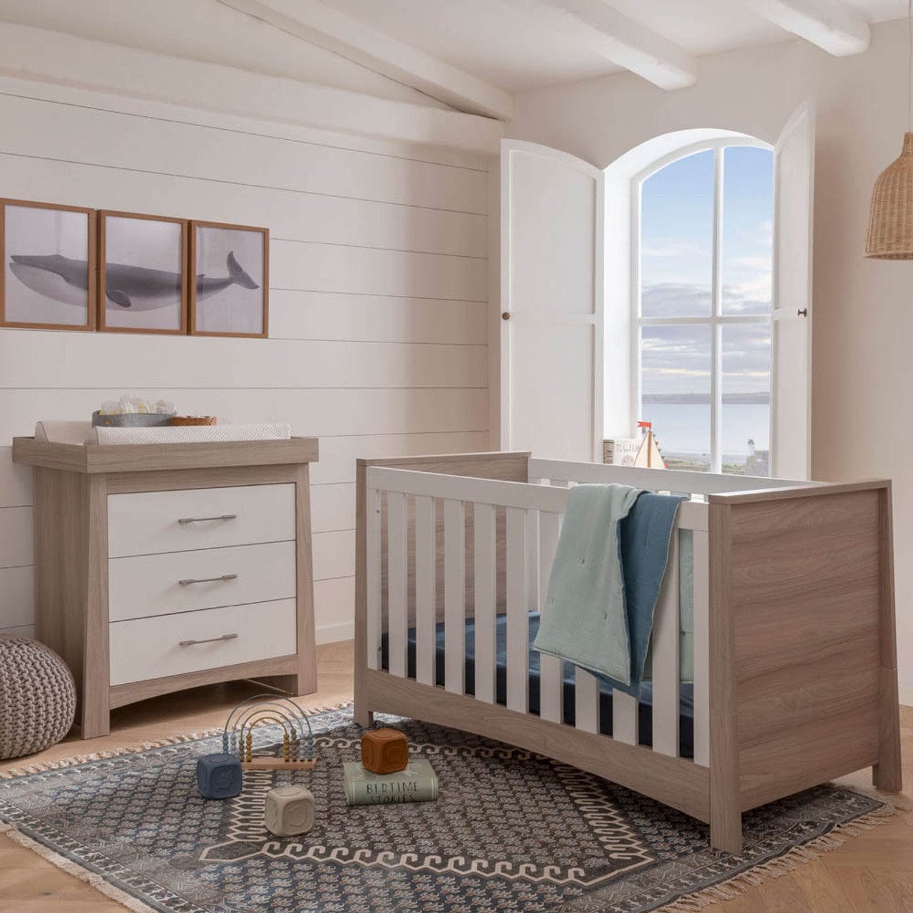 Cuddleco Nursery Furniture CuddleCo Lana 2 Piece Nursery Furniture Set - Ash & White