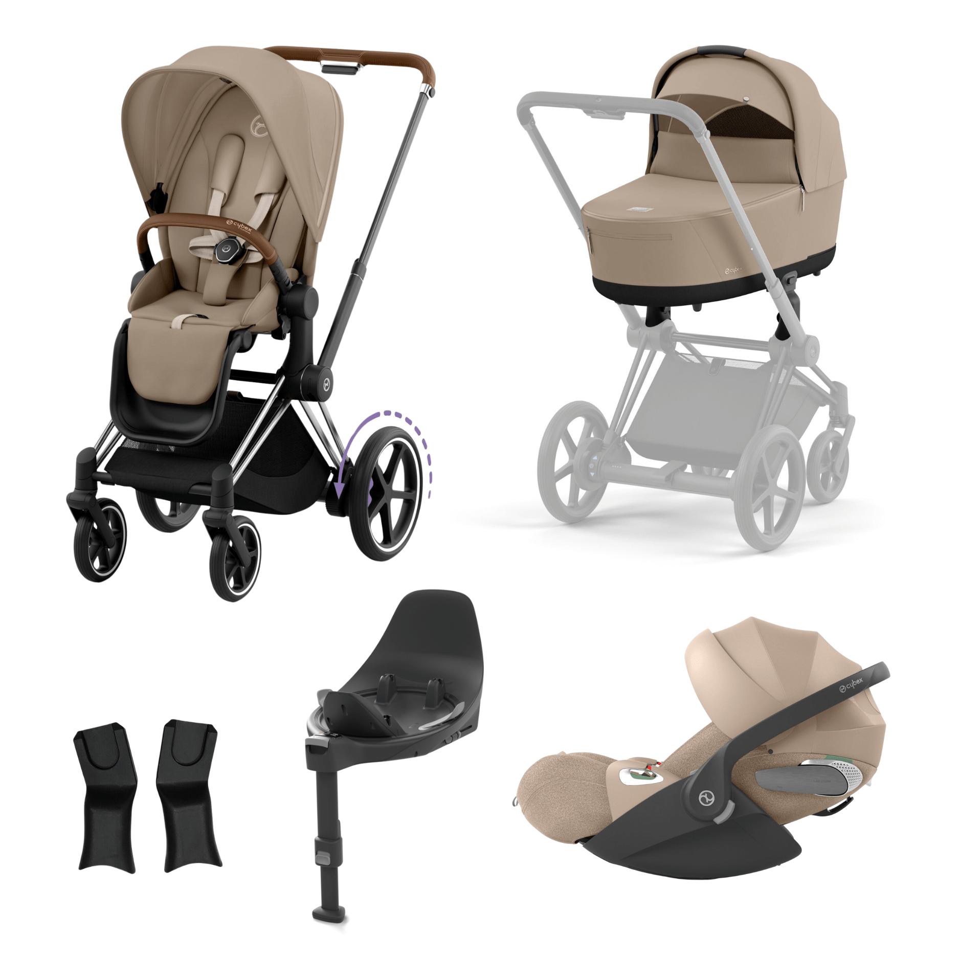 Cybex Prams & Pushchairs Cozy Beige Cybex ePriam Chrome Brown