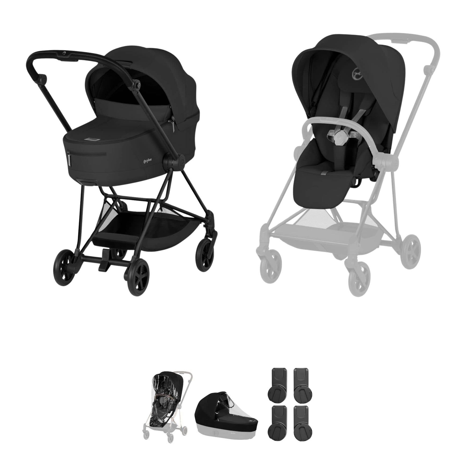 Cybex Prams & Pushchairs Cybex Mios Puschair & Fold Cot Bundle -All Black 2026