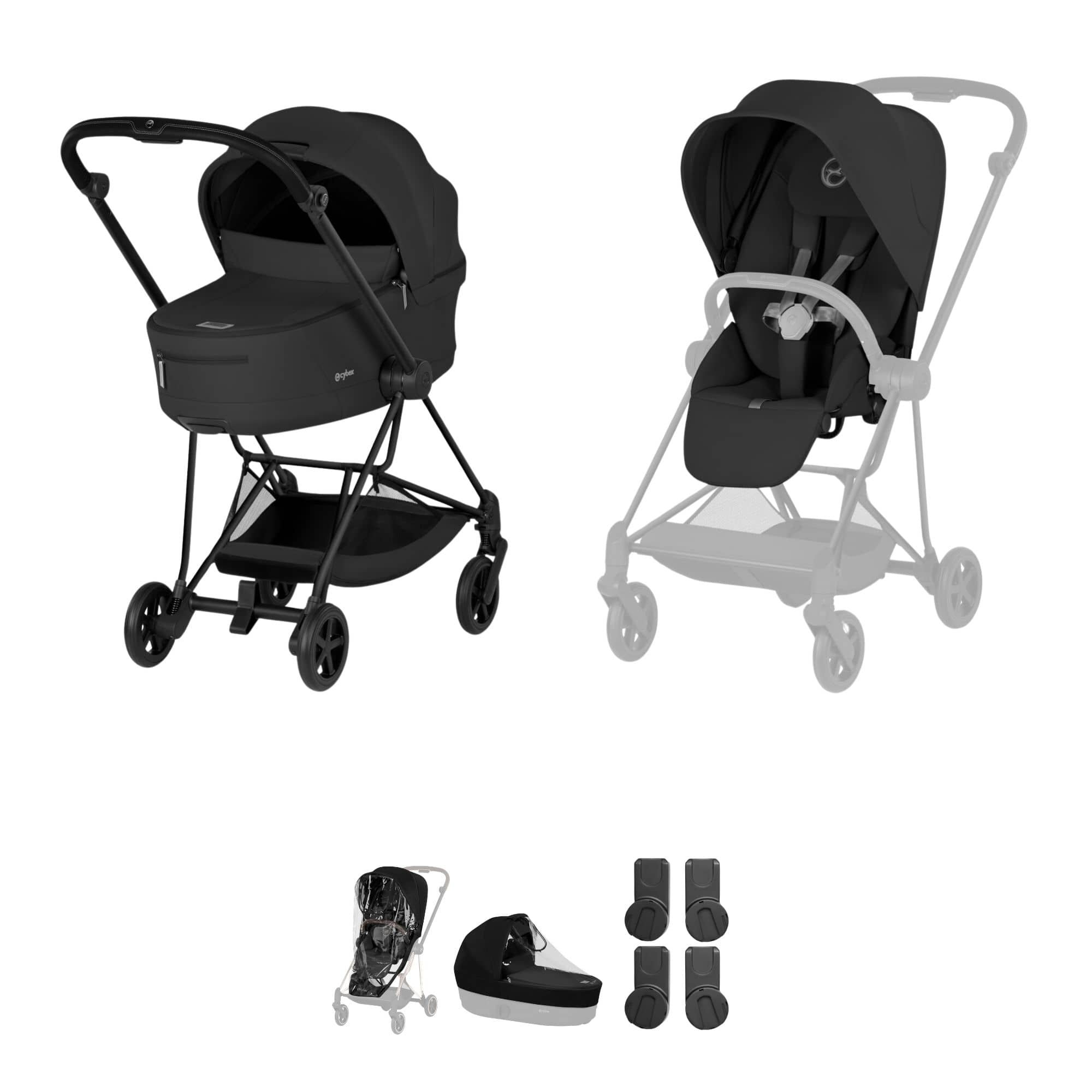 Cybex Prams & Pushchairs Cybex Mios Puschair & Fold Cot Bundle -All Black 2026
