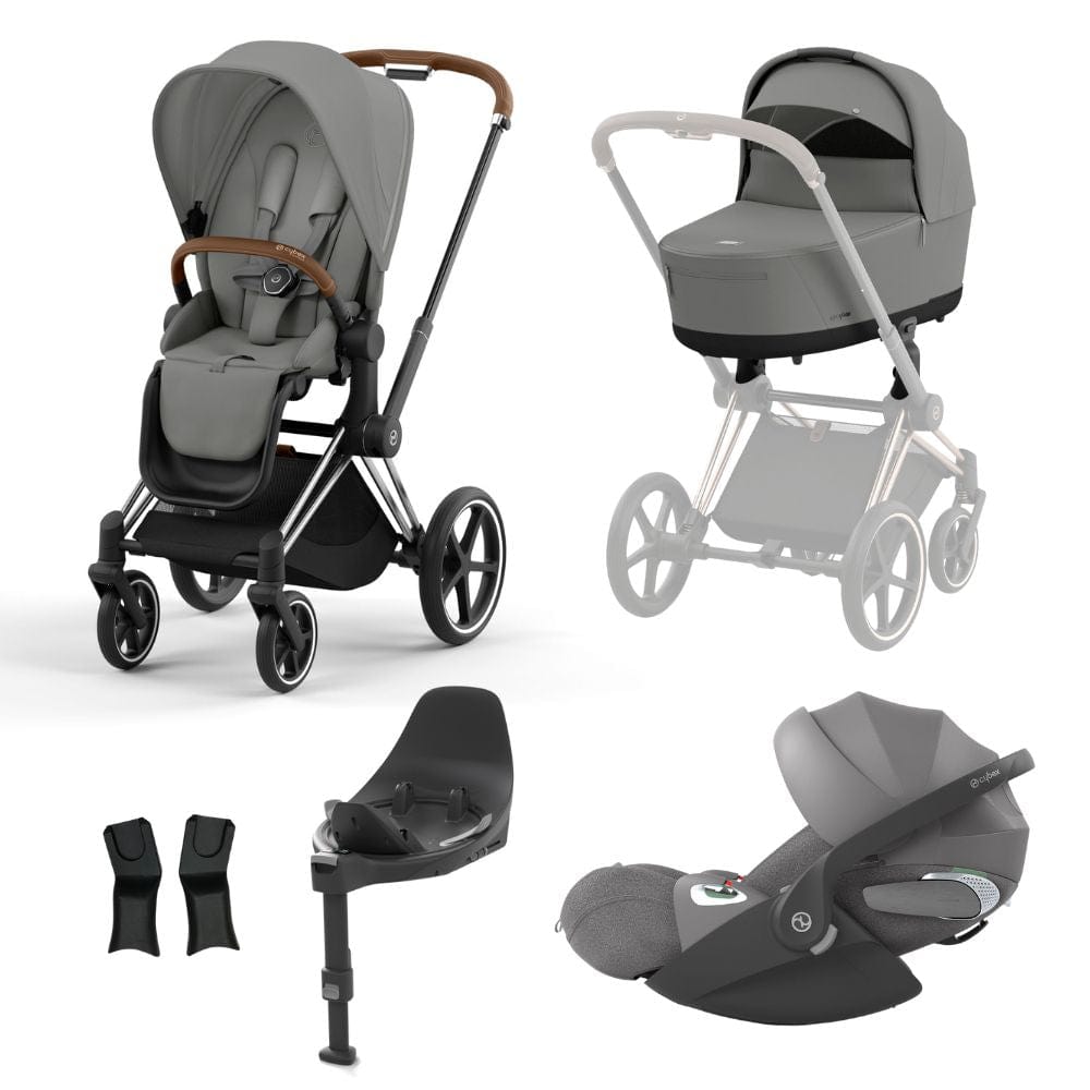 Cybex Prams & Pushchairs Mirage Grey Cybex Priam Chrome │ Brown Bundle