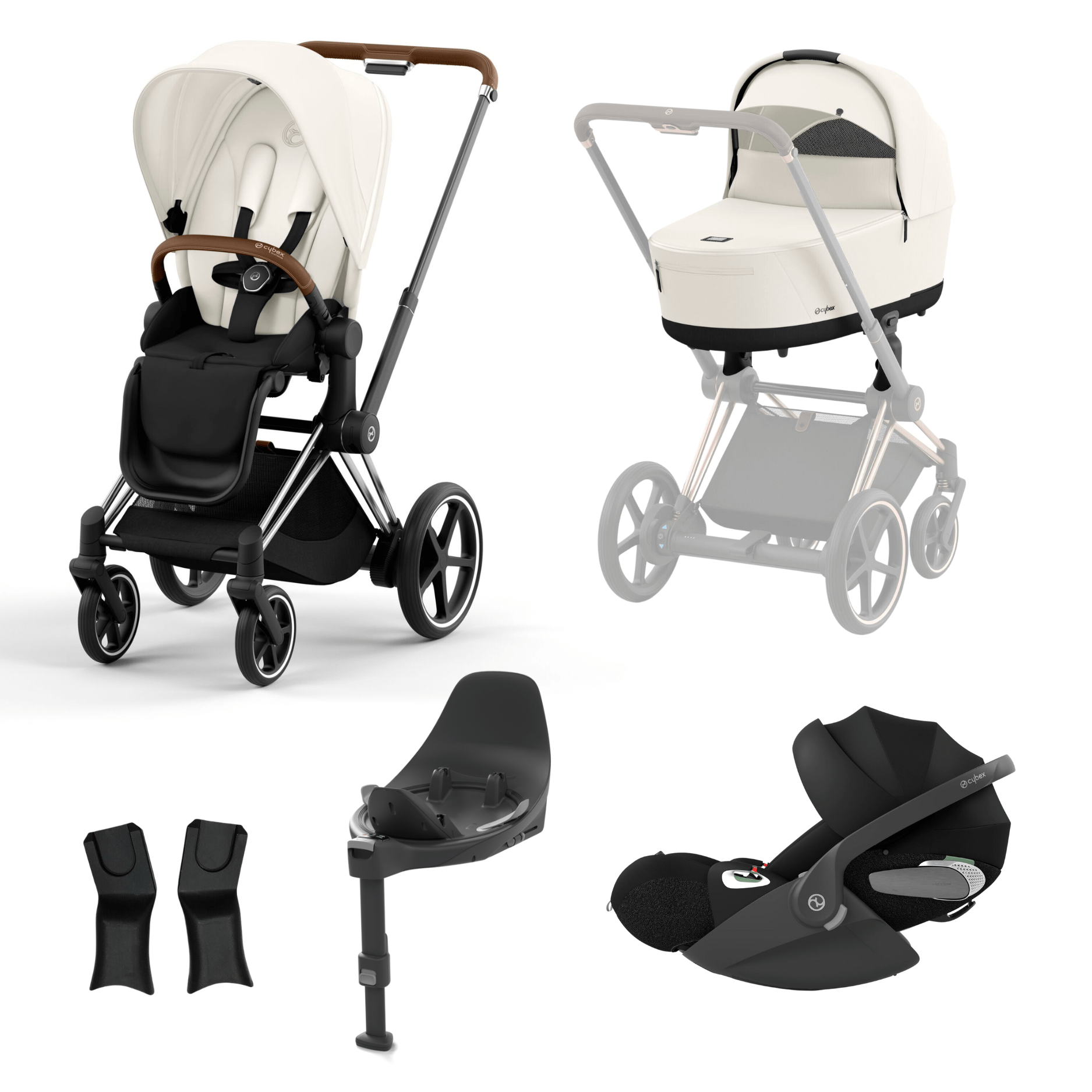 Cybex Prams & Pushchairs Off White Cybex ePriam Chrome Brown