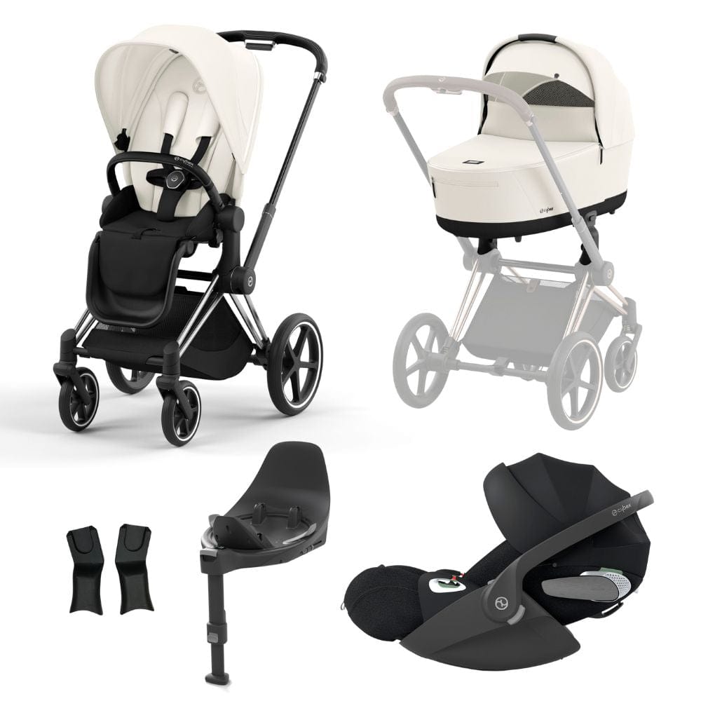 Cybex Prams & Pushchairs Off White Cybex Priam Chome │ Black Bundle