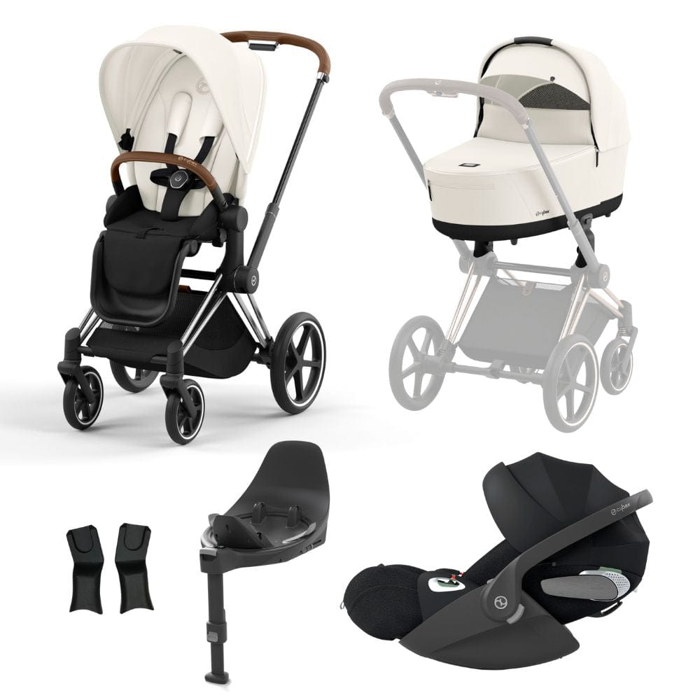 Cybex Prams & Pushchairs Off White Cybex Priam Chrome │ Brown Bundle