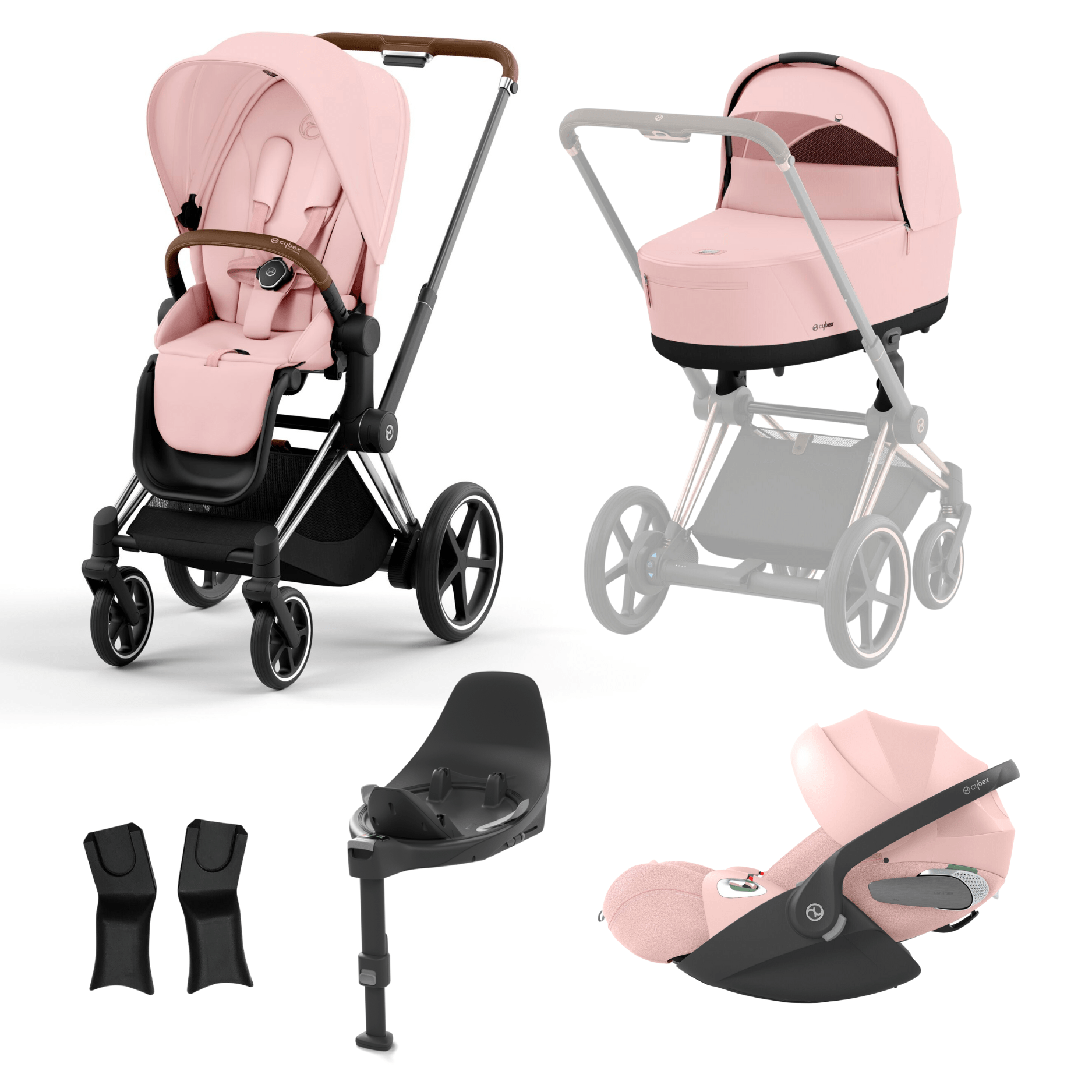 Cybex Prams & Pushchairs Peach Pink Cybex ePriam Chrome Brown