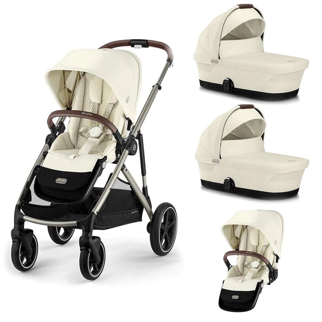 Cybex Prams Seashell Beige / Taupe Frame *Independent Exclusive* / With 2 x Carrycots Cybex Gazelle S Twin Pushchair 2023