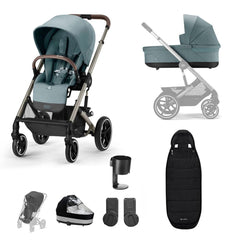 Cybex Prams Sky Blue (Independent Exclusive) *BLACK FOOTMUFF* Cybex Balios S Lux 8 Piece Bundle (With Footmuff) 2023 - Pre Order