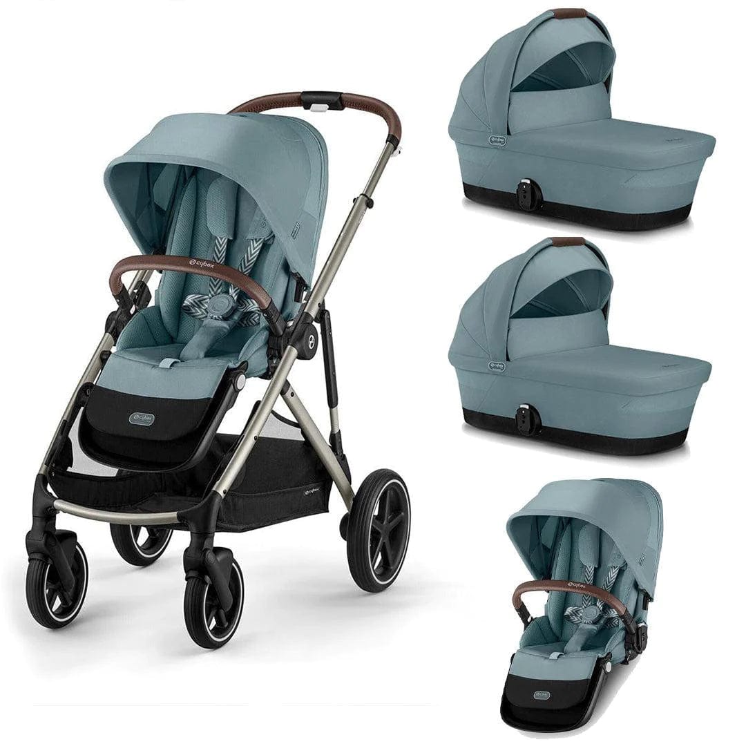 Cybex Prams Sky Blue / Taupe Frame *Independent Exclusive* / With 2 x Carrycots Cybex Gazelle S Twin Pushchair 2023